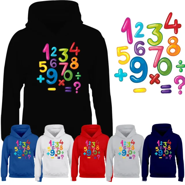 World Book Day Boys Hoodie Math Numbers Colors Plus Minus Gift Girls Kids