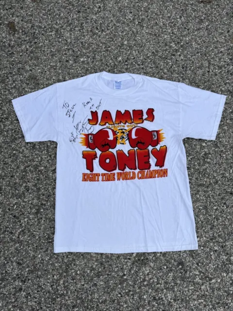 Vintage 90s James Toney Boxing T-Shirt Size Large Signed