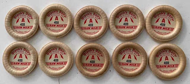 Blank’s Dairy Milledgeville Georgia Raw Milk Paper Bottle Caps Lot Of 10 Unused