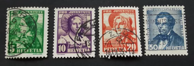 Switzerland 1935 Children's Fund set of 4 used stamps SG J72-75.