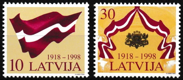 Lettland - 80. Jahrestag der Unabhängigkeit Satz postfrisch 1998 Mi. 490-491