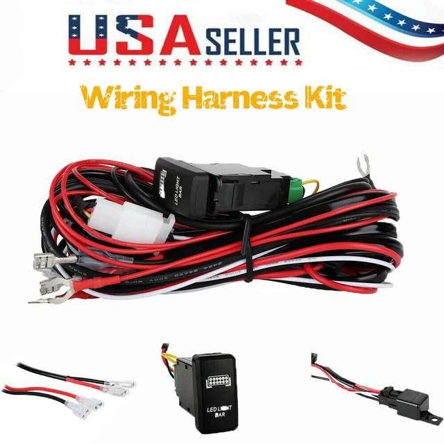 WIRING HARNESS KIT 2lead 12V 40A Fuse Relay ON/OFF Switch For LED Work