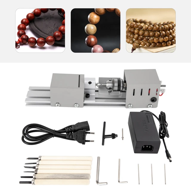 96W Mini-Holzdrehmaschine – 7 Geschwindigkeiten 4000-9000 U/min, 6 Klingen, Für DIY & Holzbearbeitung