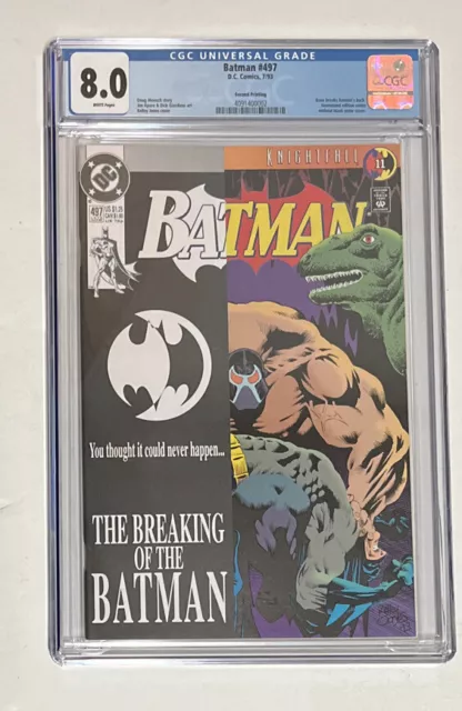 Batman #497 Cgc 8.0 Htf 2Nd Second Printing White Pages