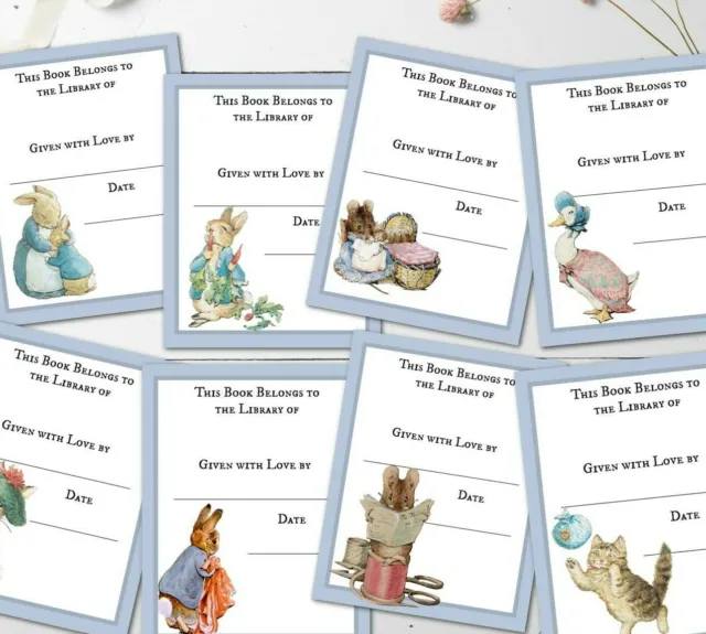 8 Personalised Beatrix Potter Peter Rabbit 'Given With Love by...' Bookplates