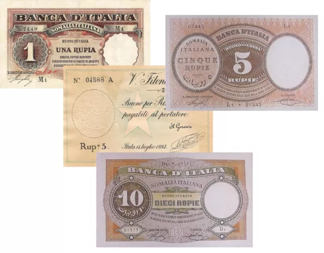 Italia Occupazione in Somalia 4 banconote (Riproduzione/copy)