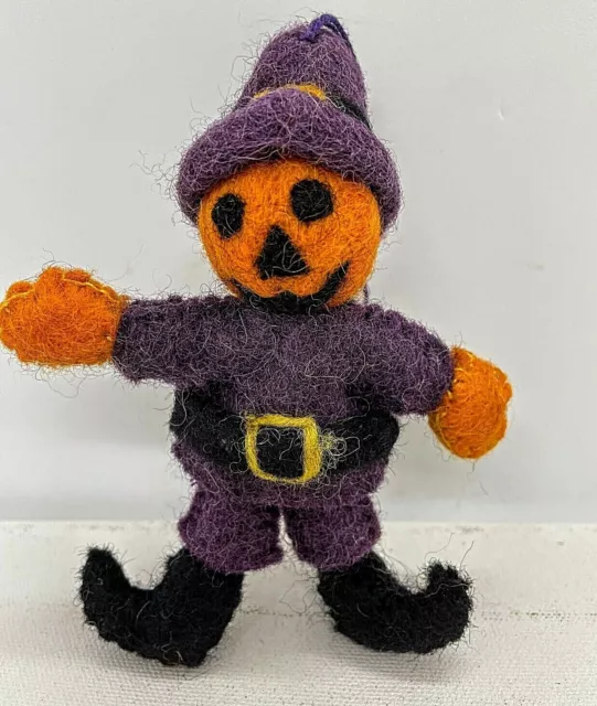 Primitive Folk Art Handmade Felted Wool Scarecrow Halloween Ornaments 2