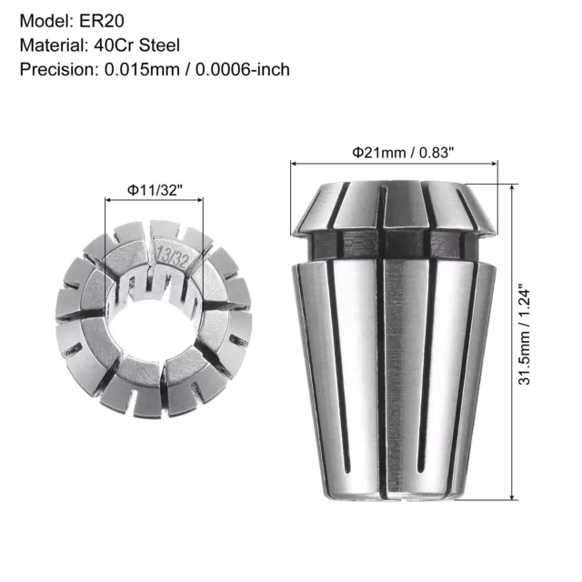 ER20 Resorte Pinza, 13/32" Mandril para CNC Grabado Máquina Torno Fresadora 2