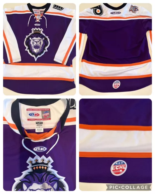 2018-19 Reading Royals Corey Mackin #20 Game Issued Sign Purple Jersey  Flames 8
