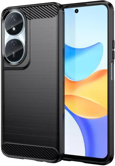 For  Honor 90 Smart Case, Carbon Gel Phone Cover Shockproof Black