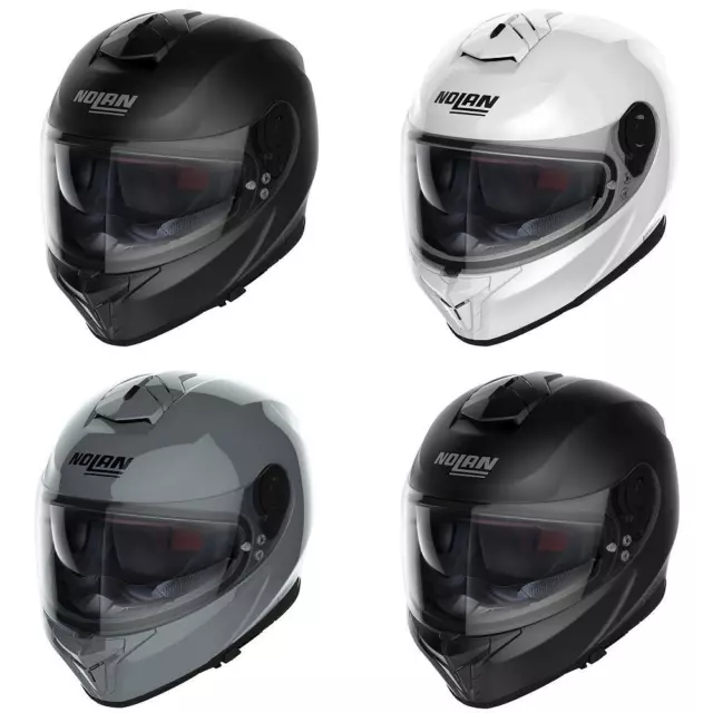 Nolan N80-8 Classic N-Com Motorcycle Helmet Motorbike Pinlock Plain Black White