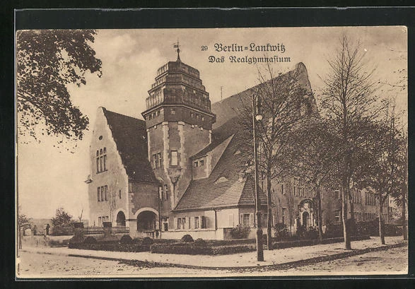 AK Berlin-Lankwitz, Straßenpartie mit Realgymnasium 1922