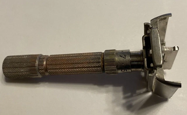 Vintage 1959 Gillette E-4 Fatboy Adjustable Safety Razor (1-3-5-7-9)
