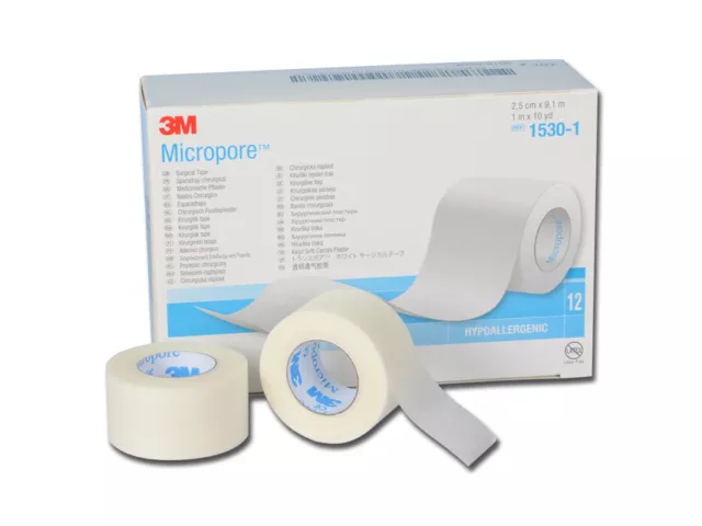 Genuine 3M MICROPORE Paper Surgical Tape 1" 12 rolls/bx