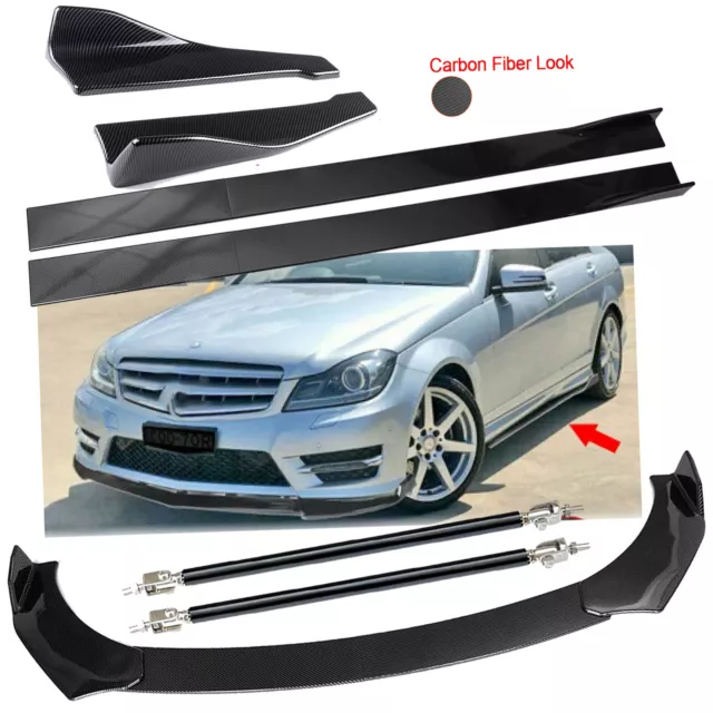 Front Lip Chin Bumper Body Kit For Mercedes Benz W204 W205 Side Skirt Strut Rod