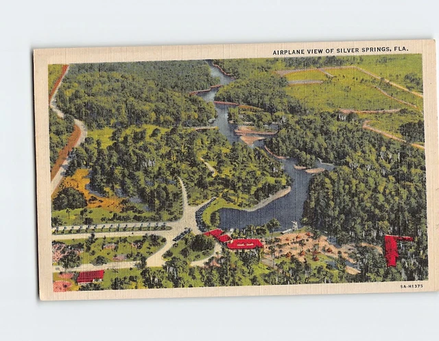 Postcard Airplane View Of Silver Springs, Florida