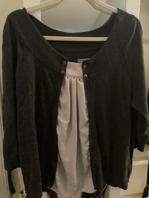Simply Vera Sweater Woman’s Xl Grey 3/4 Sleeves Vera Wang Shirt Top