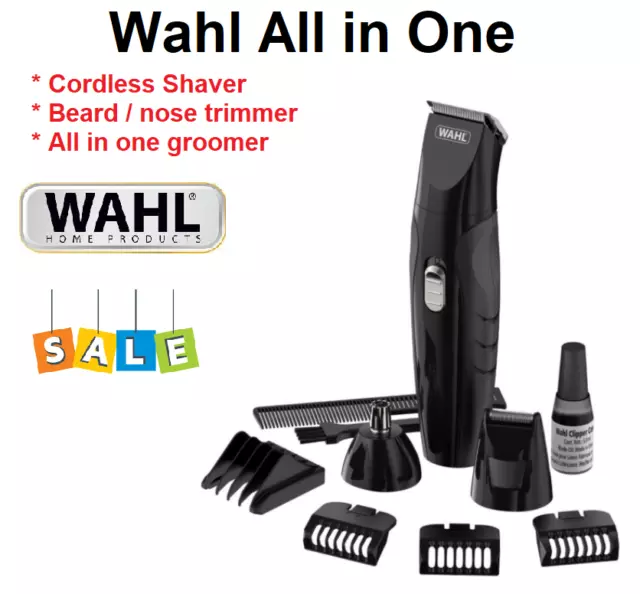 WAHL Cordless Clipper Trimmer Beard Nose Ear Hair Neck Shaver Grooming Kit Mens