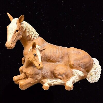 1991 Vintage HOMCO Large Figurine Mare Horse 8799 USA Horse Mother Baby 8”T 11”W