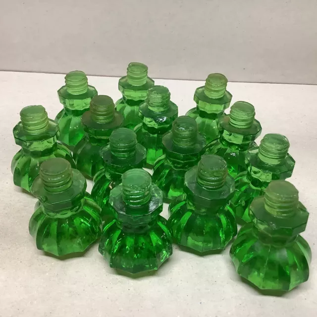 ($10 Each) Vintage Antique Emerald Green Glass Cabinet Knobs Drawer P343