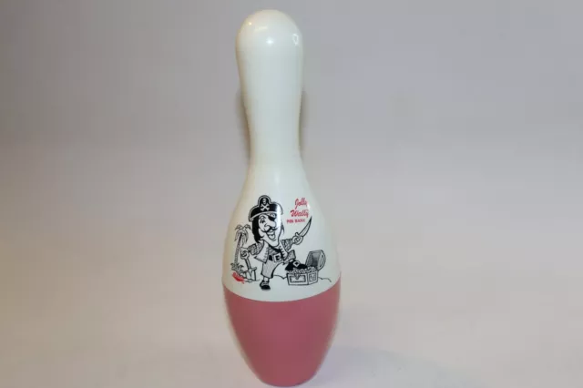 Vintage Master Jolly Wally Team Treasure Pirate Coin Bank Bowling Pin Shaped