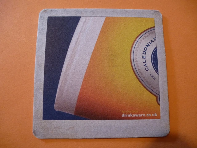 Beer Coaster Bar Pub Mat ~ CALEDONIAN Deuchars IPA, Edinburgh, SCOTLAND Brewery