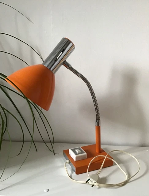 Desk Lamp Lampe de bureau vintage chrome orange 1970s