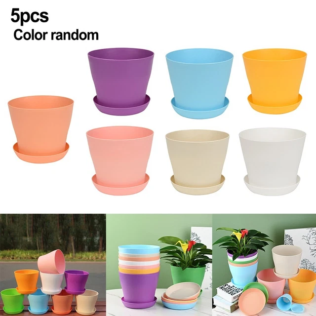 Set 2 Vasi Da Fiori Opachi In Plastica Antracite 20 Cm – Con Sottovaso E Foro Drenaggio - 3