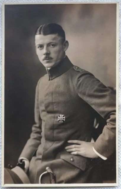 Foto Portrait 1.WK Flieger Offizier mit EK1 german aviator iron cross photo WW1