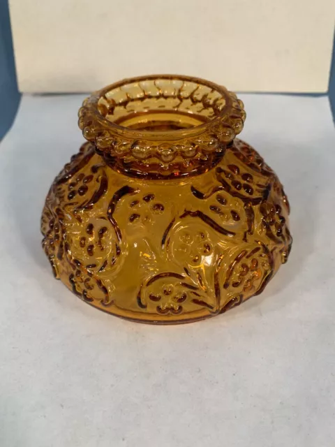 Miniature Amber Glass Floral pattern Miniature Oil Lamp Shade 4" base