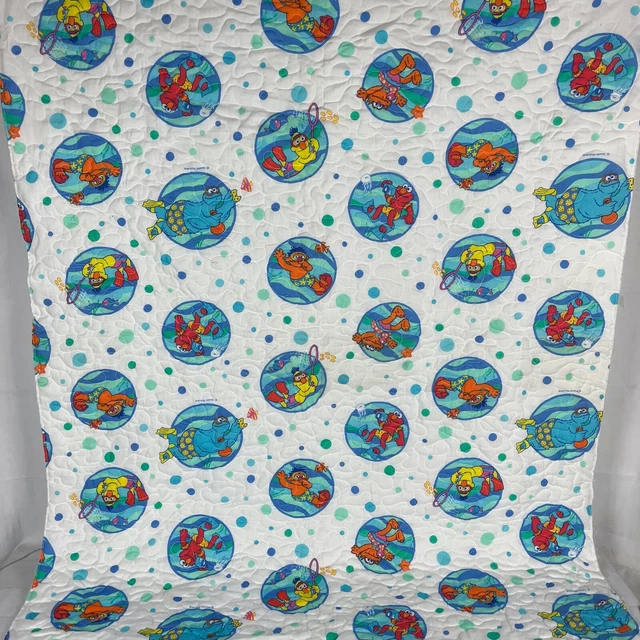 "Manta de tela acolchada vintage Sesame Street Baby Workshop playa 54"" x 44"