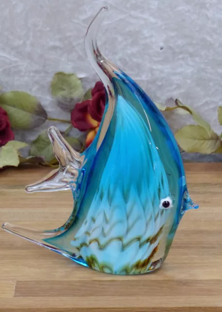 Glasfigur Fisch Skulptur Glas Figur Kristallglas Murano Stil Kunst Handarbeit