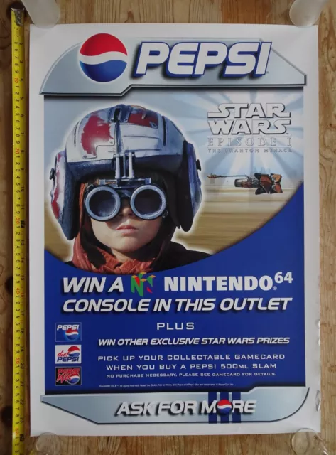 Star Wars Ep1 Phantom Menace Nintendo 64 n64 Pepsi promotional poster circa 1998