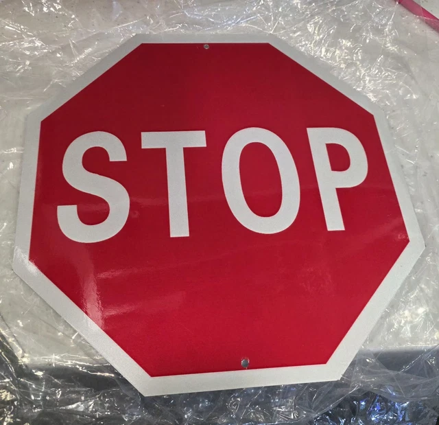 VINTAGE STOP SIGN Red White Aluminum Octagonal 12