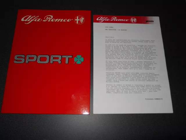 ALFA ROMEO sport dossier de presse media press kit - bilan fin 1990 - Français