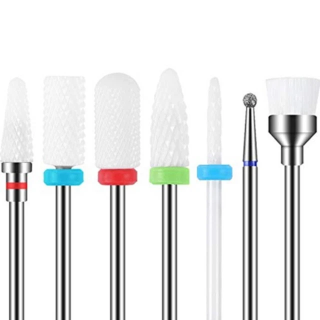 Retire gel acrílico cerámica molino de uñas conjunto blanco 7 piezas accesorios duraderos