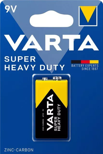 Pile 6LR61 6F22 VARTA 9V zinc carbone SUPERLIFE Power bloc