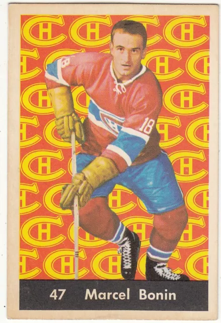 1961-62 Parkhurst NHL # 47 Marcel Bonin Montreal Canadiens VG-EX to EX!