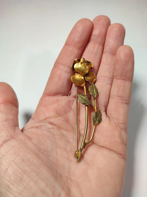 Superbe Broche Fleur Vendôme En Corolle Dorée à L'Or Fin - Occasion France