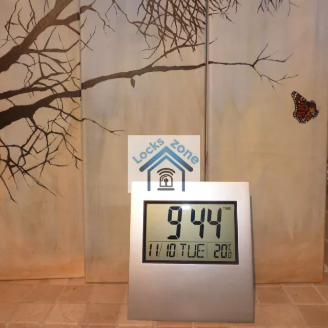 20 grandes horloges numériques LCD argent alarme date température bureau à domicile, mur