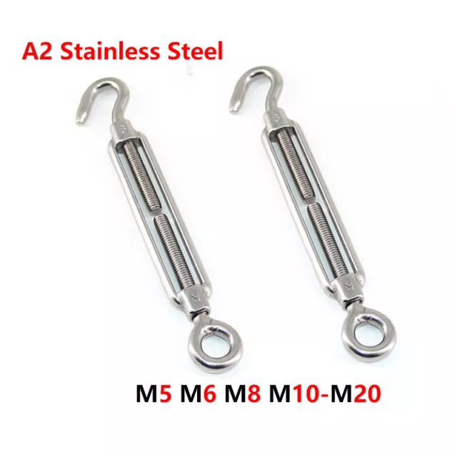 M4-M20 Stainless Steel Turnbuckle Jaw Wire Rope Fork Rigging Screw Bottle Screws