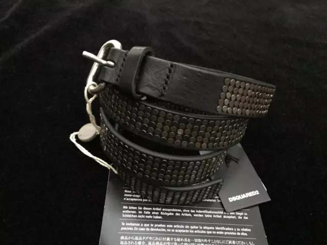 NWT Dsquared2 metal stud leather belt Made in Italy 2