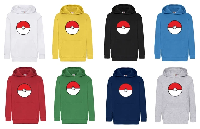 pokeball Felpa con Cappuccio da Bambino - Felpa Bambini Ragazzi - Regalo gamer