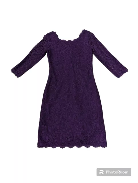 Diane Von Furstenberg Lace DVF Zarita Purple Plum Sheath Dress Size 8 $348