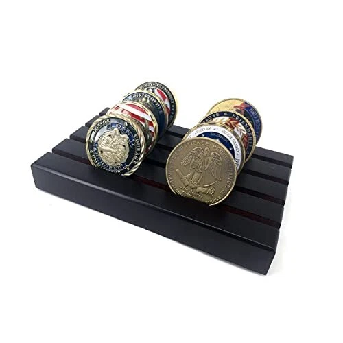 WOERDA Amazing 4 Rows Coin Holder, Military Challenge Coin Display Holder Stand