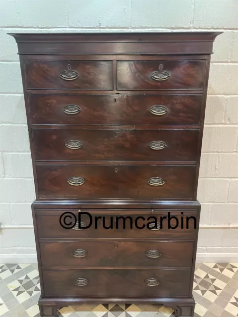 Antique Georgian Mahogany Chest On Chest Of Drawers 🚚