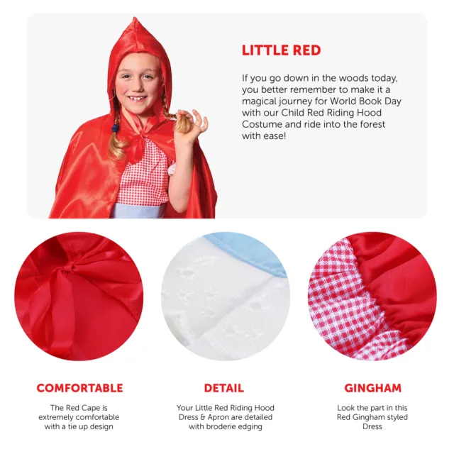 Cestino Costume Cappellino Rosso Bambina Costume Vestito Mantello Scuola Libro Settimana 3