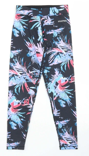 USA Pro Girls Multicoloured Floral Polyester Jogger Trousers Size 7-8 Years  Reg
