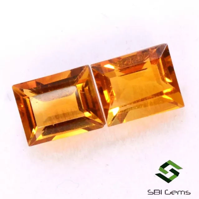 Natural Citrine Baguette Cut Pair 5x4 mm 0.93 Cts Golden Shade Loose Gemstones