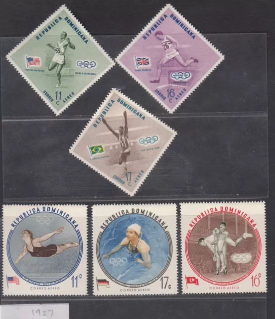 DOMINICAN REP. 1957 MELBOURNE AUSTRALIA OLYMPIC GAMES 6v FINE MINT STAMPS
